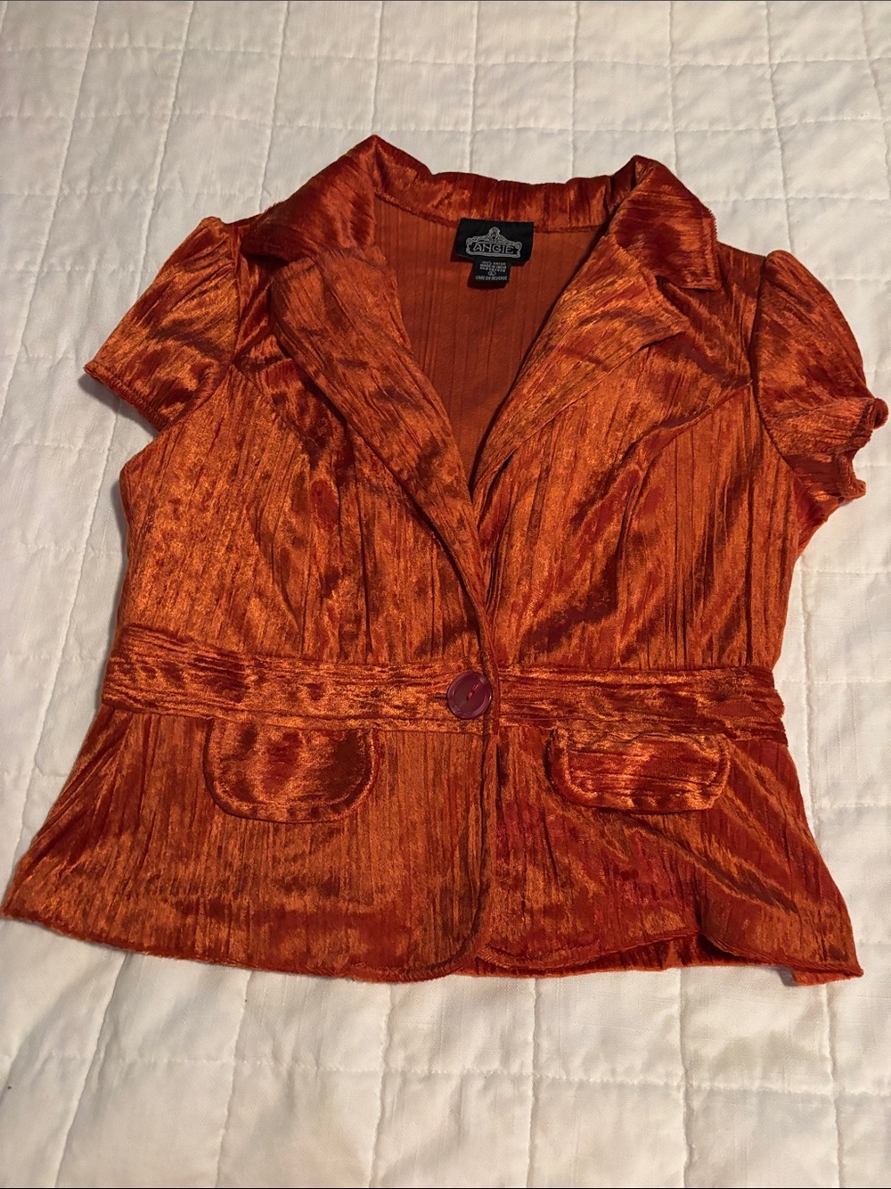 Angie Rust Orange Short Sleeve Blazer